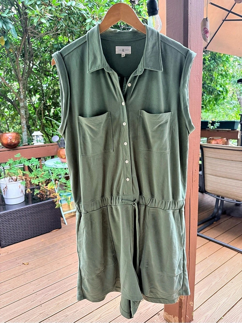 Lou & Grey Signaturesoft Pocket Romper Green